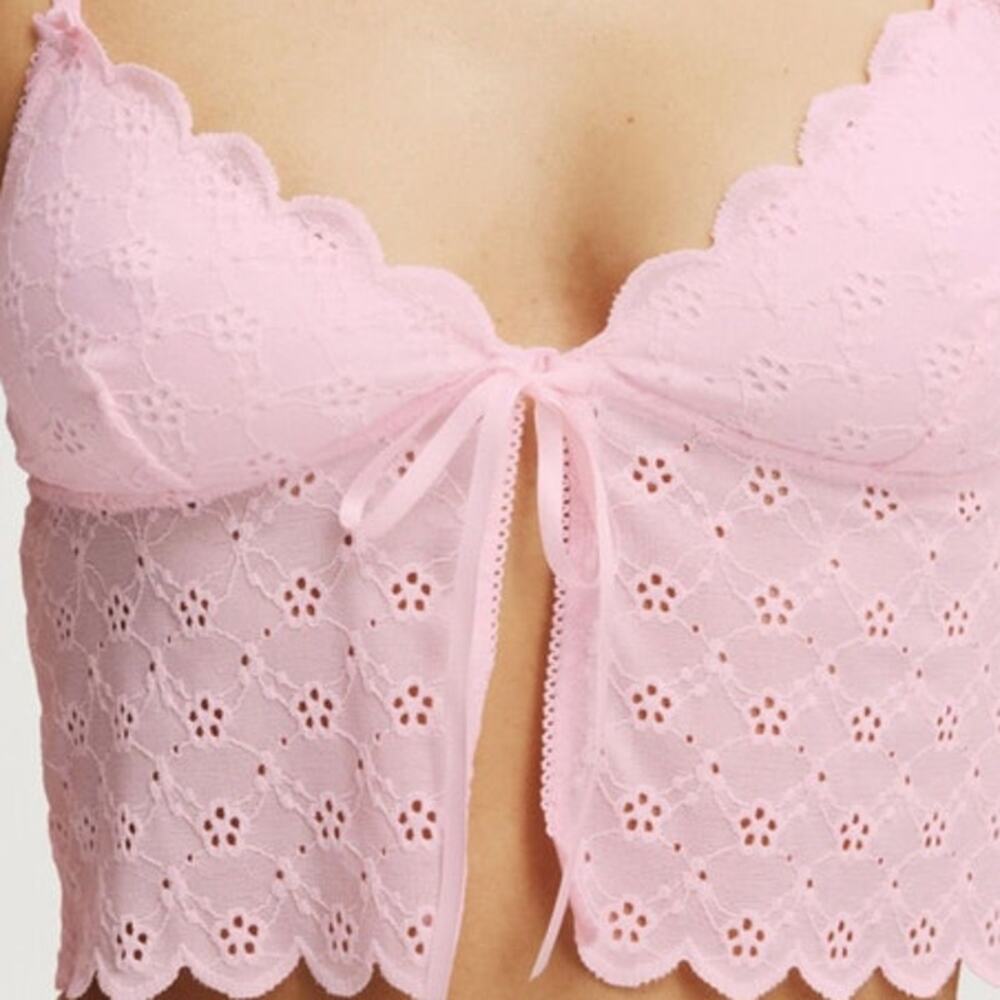 Cotton On Pink Lace Up Bralette Top size M - Picture 2 of 9